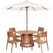 AGELLO - Tuinset voor 4 met parasol - Lichthout - Acaciahout