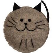 Clayre & Eef Decoratie schaal Kat 18x18x6 cm Grijs Vilt