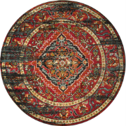 Rond Vintage Marrakech - Laagpolig Vloerkleed - Multikleur Zwart- 200 ...