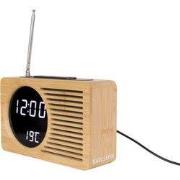 Karlsson - Wekker Retro Radio Bamboo - Bamboe