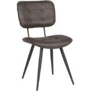 LABEL51 Eetkamerstoel Gus - Antraciet - Microvezel - Zwart Metalen Fra...