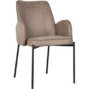 LABEL51 Eetkamerstoel Joni - Taupe - Micro Suede - Zwart Metalen Frame