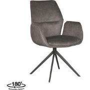 LABEL51 Eetkamerstoel Mellow - Antraciet - Cosmo - Zwart Metalen Frame