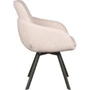 LABEL51 Eetkamerstoel Beauty - Naturel - Boucle - Zwart Metalen Frame