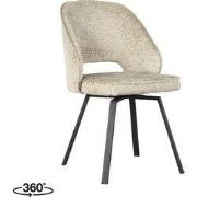 LABEL51 Eetkamerstoel Lewis - Beige - Elegance - Zwart Metalen Frame