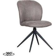 LABEL51 Eetkamerstoel Kimo - Taupe - Micro Suede - Zwart Metalen Frame