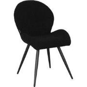 LABEL51 Eetkamerstoel Sky - Zwart - Teddy - Zwart Metalen Frame