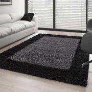 Hoogpolig vloerkleed - Candy Shaggy Antraciet Lijstmotief - 80 X 150 C...