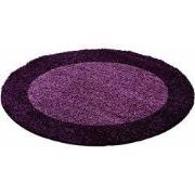 Candy Shaggy Lijstmotief Rond vloerkleed - paars - 200 X 200 ROND CM