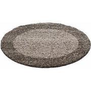 Candy Shaggy Lijstmotief Rond Shaggy vloerkleed - taupe - 200 X 200 RO...