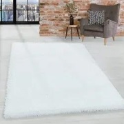 Azure Hoogpolig Wit vloerkleed - Effen - 80 X 150 CM