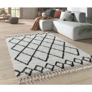 Candy Diamond Hoogpolig Crème / Zwart vloerkleed - Geruit - 120 X 170 ...