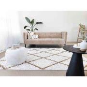 Azure Hoogpolig Crème / Beige vloerkleed - Geruit - 200 X 290 CM