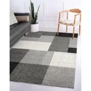 Belos Modern Grijs vloerkleed - Geblokt - 120 X 160 CM