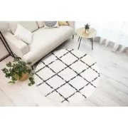 Candy Diamond Rond Hoogpolig Crème / Zwart vloerkleed - Geruit - 160 X...