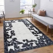 Amira Patchwork Design Zwart / Wit vloerkleed - Wasbaar - 80 X 250 CM