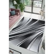 Jaden Modern Zwart / Grijs vloerkleed - Laagpolig - 160 X 230 CM