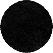 Azure Hoogpolig Effen Zwart vloerkleed - Rond - 80 X 80 CM