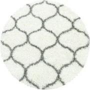 Azure Hoogpolig Crème / Grijs vloerkleed - Rond - 160 X 160 CM