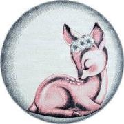 Kids Kinderkamer Rond Roze vloerkleed - Bambi - 160 X 160 CM