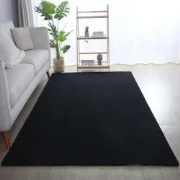 Alberta Laagpolig Fluffy Zwart vloerkleed - - 140 X 200 CM