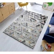 River vloerkleed - Laagpolig - 100% Wol - Geo Modern - Grijs / Multi -...