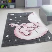 Kids Kinderkamer Olifant Roze vloerkleed - - 120 X 170 CM