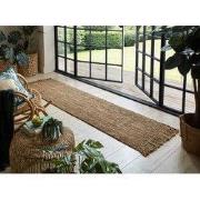 Loper - Jute Boucle Modern Laagpolig - 100% Jute - Effen - Naturel / B...