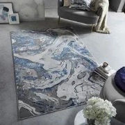 Modern vloerkleed - Marbled Grijs/Navy - 160 X 230 CM