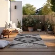 Elle Decoration - Binnen & Buitenkleed - Omkeerbaar - Rhombus - Zwart ...