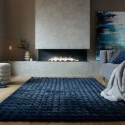 Hoogpolig Vloerkleed - Waffle - Navy Blauw - 120 x 170 cm