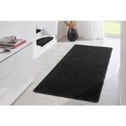 Loper Uni Laagpolig Effen Vloerkleed - Fancy - Zwart - 80x200 cm
