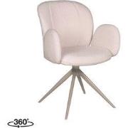 LABEL51 Eetkamerstoel Kimball - Naturel - Boucle - Taupe Metalen Frame