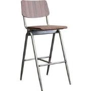 LABEL51 Barkruk Solid - Donkerbruin - Hout - Hoog