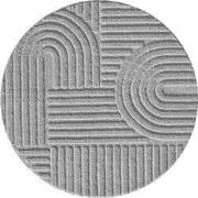 Rond Laagpolig vloerkleed Arte - Japandi Stijl - Zilver / Grijs - 160 ...