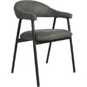 LABEL51 Eetkamerstoel Amaze - Antraciet - - Zwart Metalen Frame