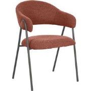 LABEL51 Eetkamerstoel Lowen - Terra - Boucle - Zwart Metalen Frame