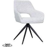 LABEL51 Eetkamerstoel Finley - Wit - Boucle - Zwart Metalen Frame