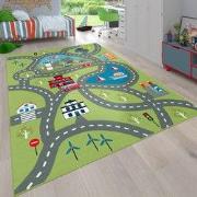 Kindervloerkleed - Binola - Stad - Groen - 80x150 cm