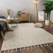 Laagpolig Scandi Munilia Vloerkleed - Creme - 160x220 cm