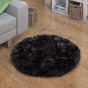 Hoogpolig Vloerkleed Plavera - Effen Uni - Zwart - 30x30 cm