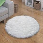 Hoogpolig Vloerkleed Plavera - Effen Uni - Wit - 40x60 cm