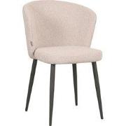 LABEL51 Eetkamerstoel Wave - Naturel - Boucle - Zwart Metalen Frame