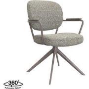 LABEL51 Eetkamerstoel Basel - Mushroom - Royal Boucle - Brons Metalen ...