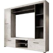 Meubella - Wandmeubel Loni - Wit eiken - Zwart eiken