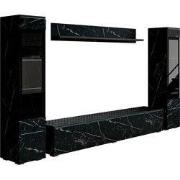Meubella - Wandmeubel Variety - Zwart - Marmerlook
