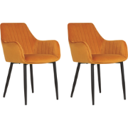 WELLSTON - Eetkamerstoel set van 2 - Oranje - Fluweel