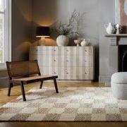 Laagpolig Vloerkleed Eric - Checkerboard - Beige / Naturel - 160x230 c...