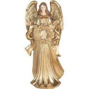 Clayre & Eef Decoratie Beeld Engel 16x13x35 cm Goudkleurig Kunststof