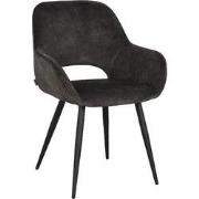 LABEL51 Eetkamerstoel Fer - Antraciet - Velours - Black Frame
